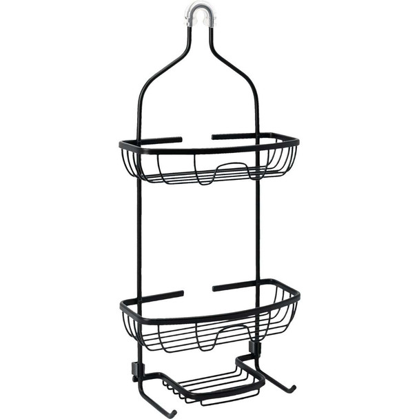 Zenna Home 11 In. x 24 In. Rustproof Hanging Shower Caddy, Matte Black 7418ALBKL