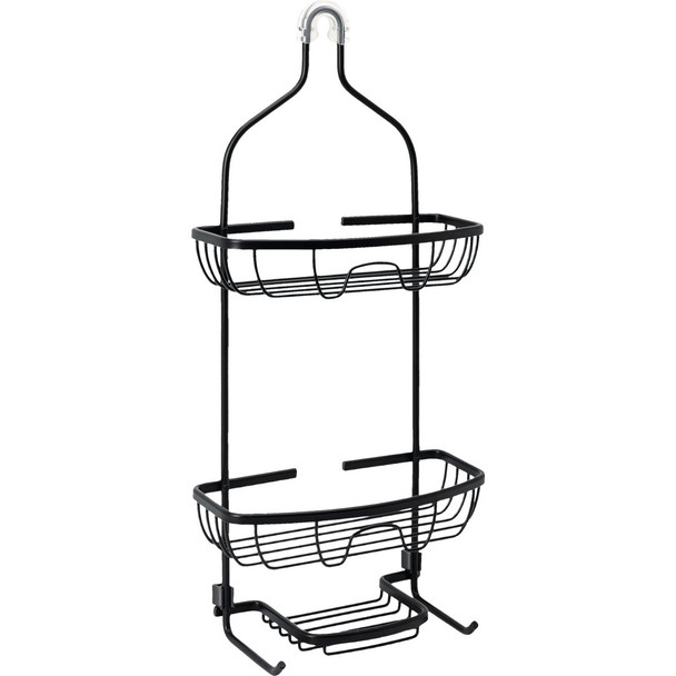 Zenna Home 11 In. x 24 In. Rustproof Hanging Shower Caddy, Matte Black 7418ALBKL
