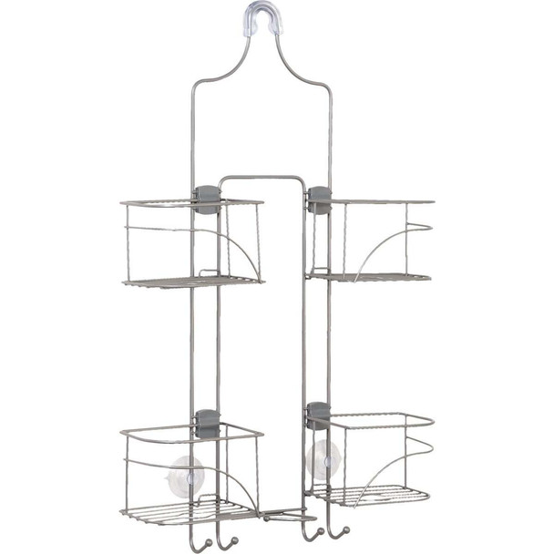 Zenna Home 10-1/4 In. x 24-3/4 In. Satin Nickel Expandable Hanging Shower Caddy