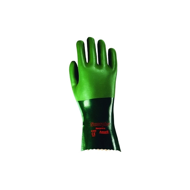 AlphaTec® 08-352 Neoprene Coated Gloves, Rough Finish, Size 7, Green Pack of 12
