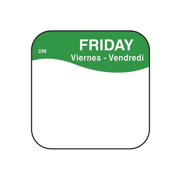 Daymark Food Safety Label,Green/White,3/4 in H IT110037-5-FRI