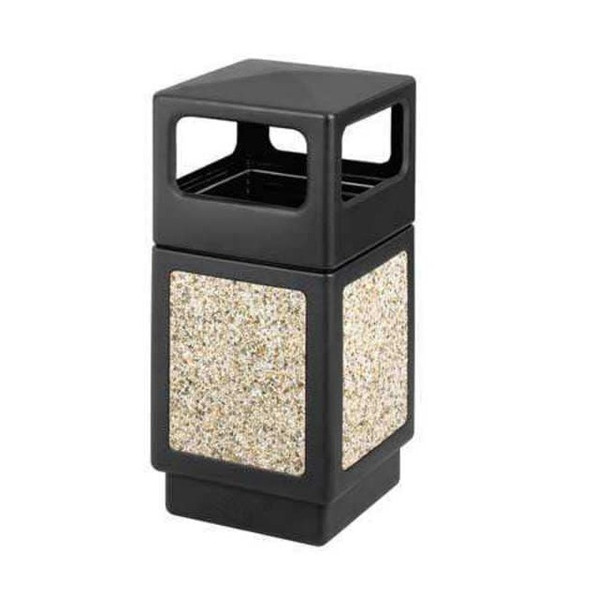 Canmeleon 38 gal Square Outdoor Can, Black, None, Plastic, 18 1/4 in