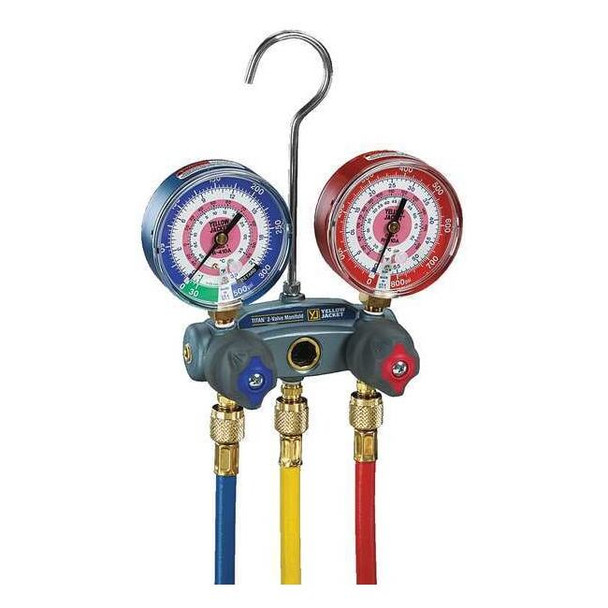 Yellow Jacket Mechanical Manifold Gauge Set,2-Valve 49847