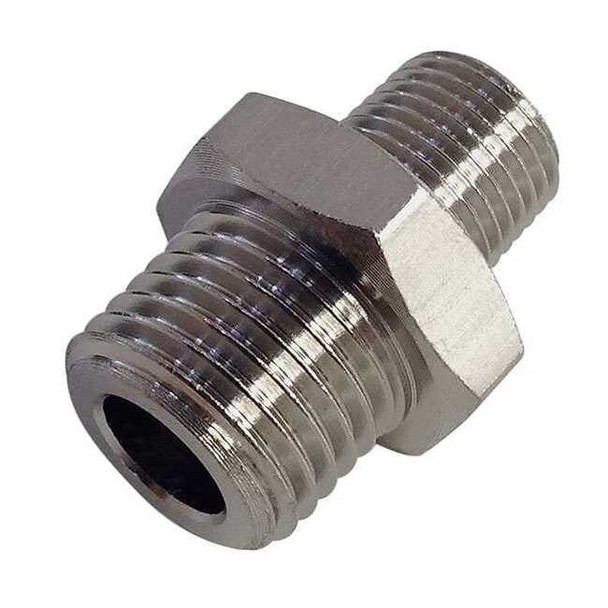 Male Unequal Adapter Brass Adapter Unequal, 3/8 in Male BSPT X 1/4 in Male BSPP