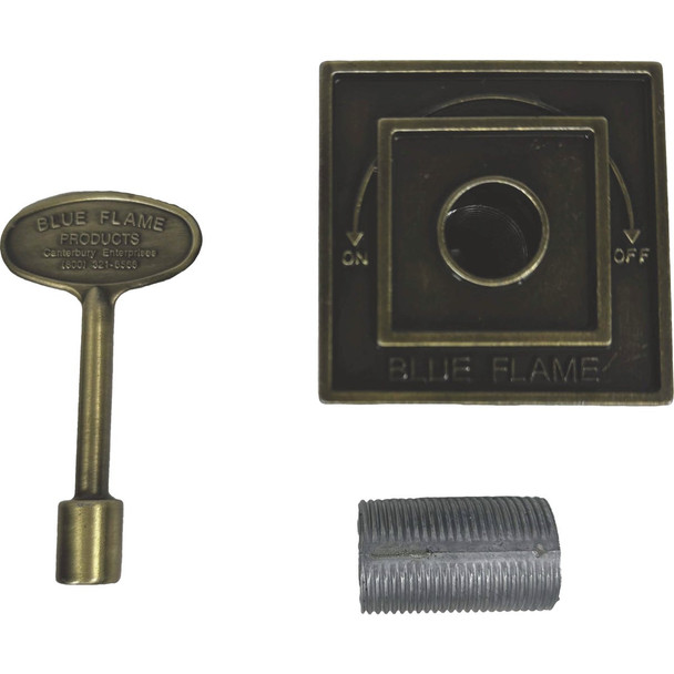Blue Flame Antique Brass Universal Fit Square Flange & 3 In. Matching Key