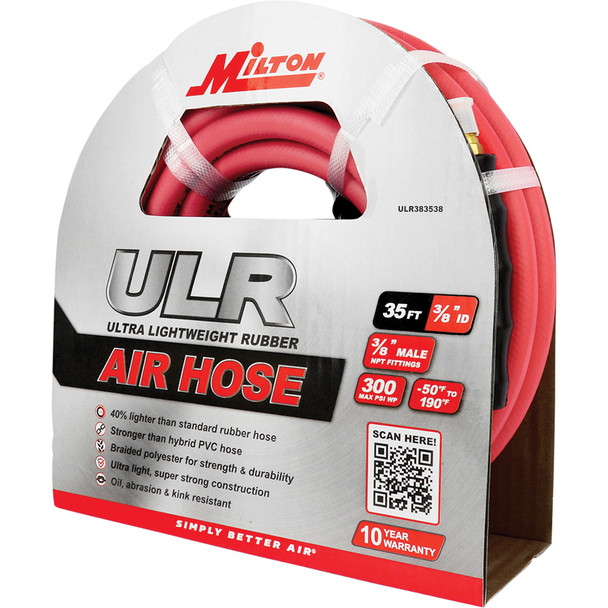 ULR Ultra Lightweight Rubber Hose, 3/8" ID x 35 ft., 3/8" MNPT ULR383538
