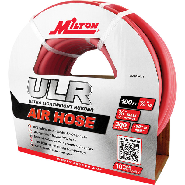ULR Ultra Lightweight Rubber Hose, 3/8" ID x 100 ft., 3/8" MNPT ULR3810038