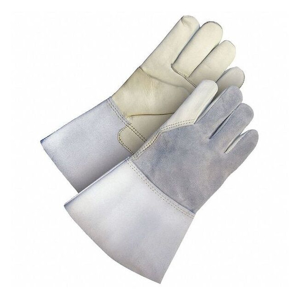 Bdg Welding Gloves, Gauntlet Cuff, Wing Thumb, Gray/Tan, M, 1 PR 60-1-650-M