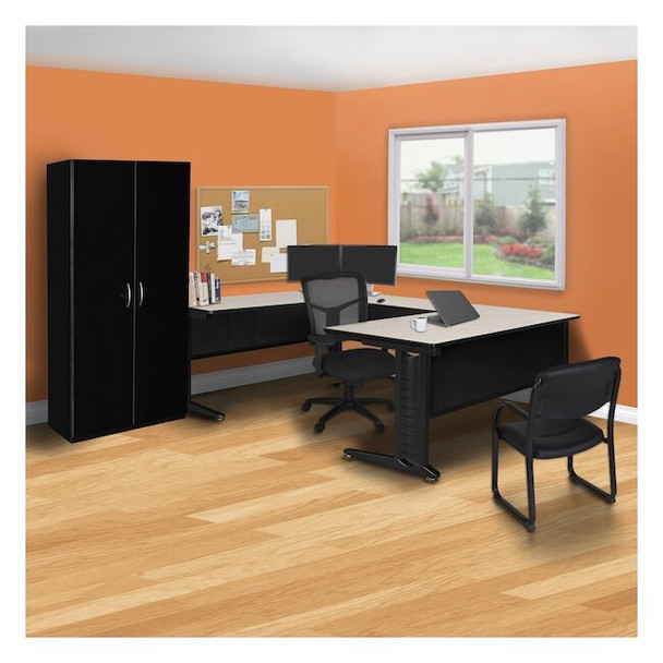 Fusion U-Desk Shells, 96 D X 29 H, 72 W X Wood, Metal, Maple