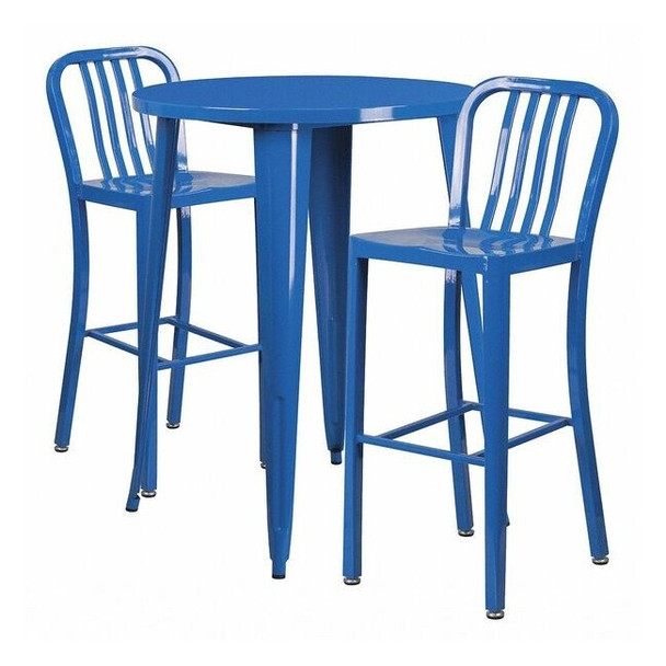 Flash Furniture Round 30" W, 30" L, 41" H, Metal, Blue CH-51090BH-2-30VRT-BL-GG