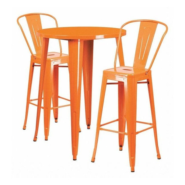 Round 30" W, 30" L, 41" H, Metal, Orange