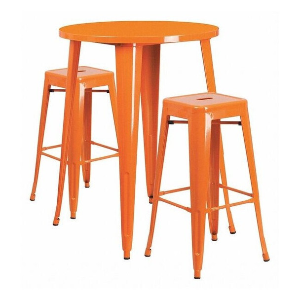 Round 30" W, 30" L, 41" H, Metal, Orange