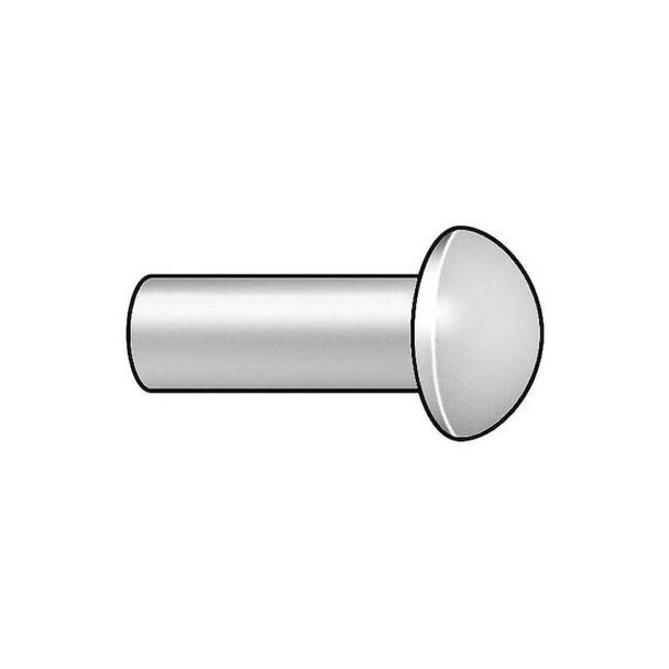 Solid Rivet, Round Head, 0.1563 in Dia., 0.3125 in L, Aluminum Body, 250 PK