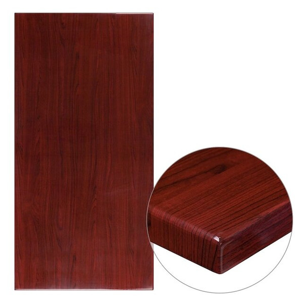 Flash Furniture Mahogany Resin Table Top, 30 x 60 TP-MAH-3060-GG