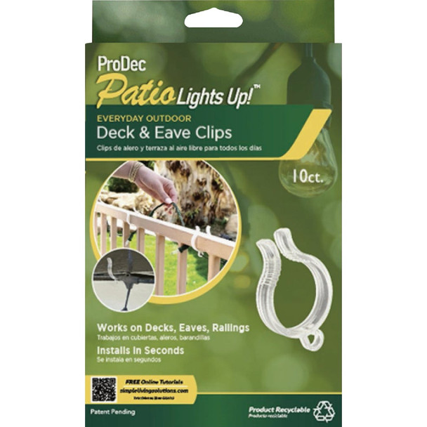 Simple Living Solutions ProDec Patio Lights Up Deck & Eave Clips (10-Pack)