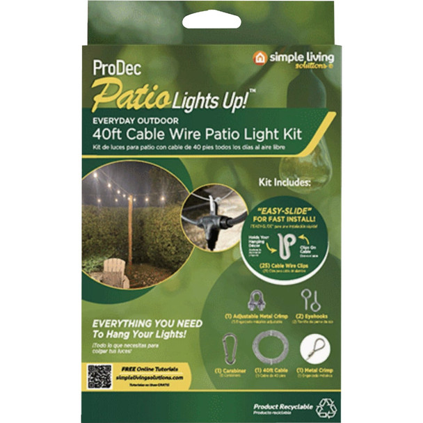 Simple Living Solutions Lights Up 40 Ft. Cable Wire Patio Kit 815040