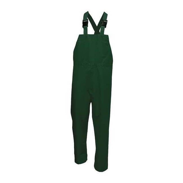 Rain Bib Pants, Polyester, 31 1/2 in Inseam, Elastic Closure, Green, Size M