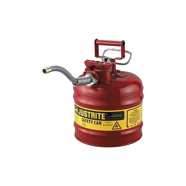 Type II AccuFlow™ Safety Can, Gas, 2 gal, Red, Includes 5/8 in OD Flexible Metal Hose