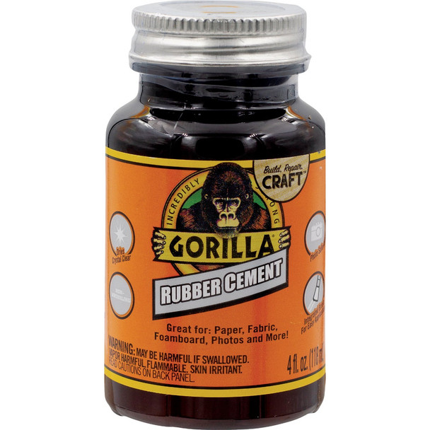 Gorilla 4 Oz. Rubber Cement 105779 Pack of 6