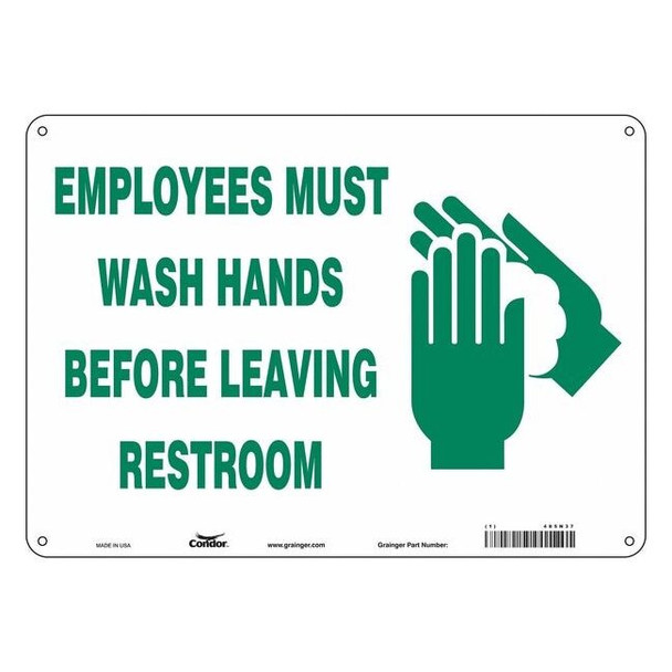 EMPLOYEES MUST WASH HANDS BEFORE LEAVING RESTROOM, 14 in W x 10 in H, 485N37