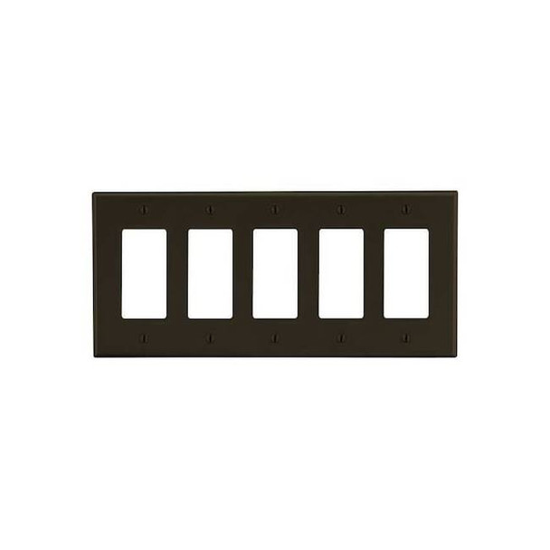 Rocker Wall Plate, Number of Gangs: 5 Plastic, Satin Finish, Brown