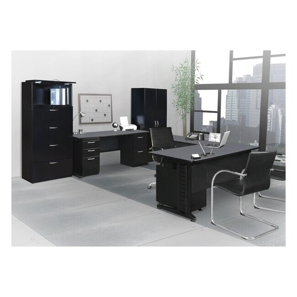 Regency Desk Shell Fusion 66" L-Desk Shell,42" Return,Grey, Grey MLDS663042GY