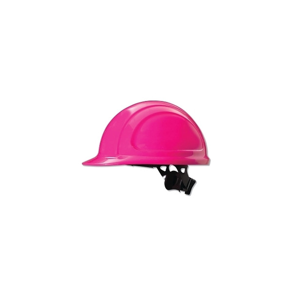 North Zone N10 Ratchet Hard Hat, 4 Point, Front Brim, Hot Pink Pack of 12