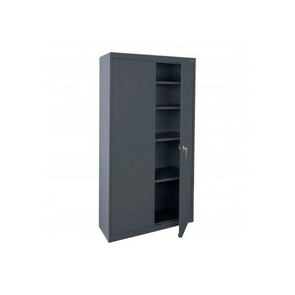 Storage Cabinet, 72 in H, 36 in W, 18 in D, Swing, Keyed, Charcoal, 4 Shelves
