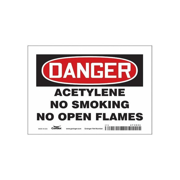 No Smoking Sign, 5 in H, 7 in W, Vinyl, Horizontal Rectangle, English, 473R82
