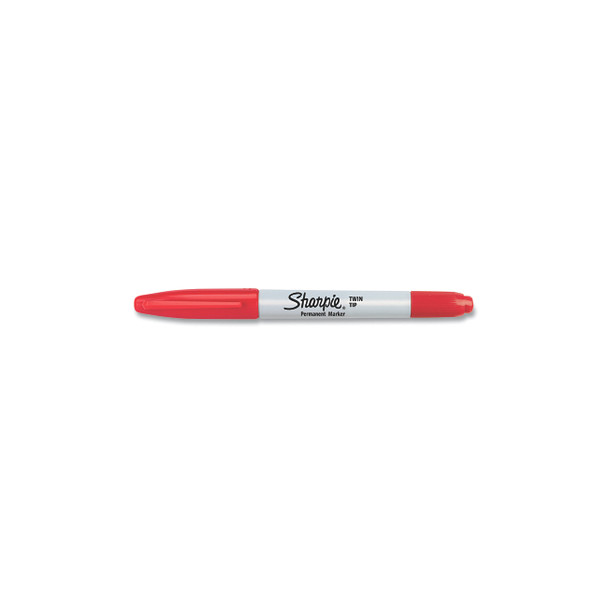 Twin Tip Permanent Marker, Red, Fine, Ultra Fine