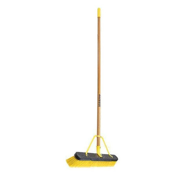 24 in Sweep Face Push Broom, Soft/Stiff Combination, Synthetic, Yellow