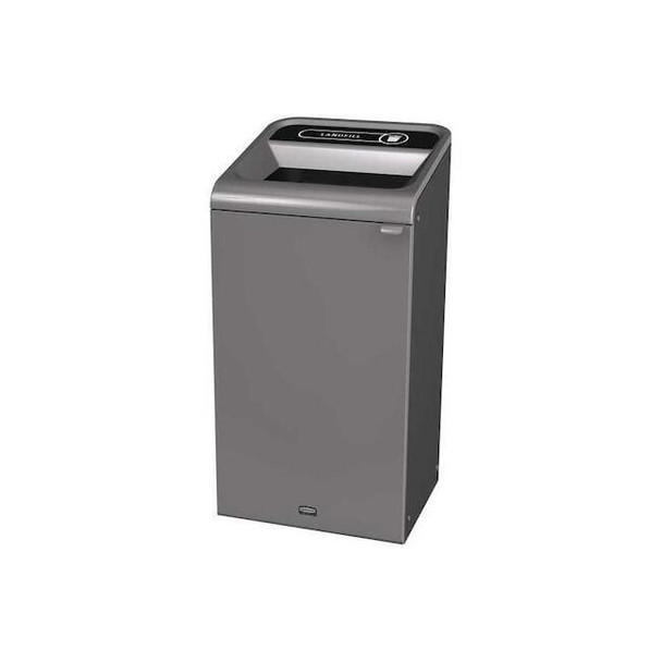23 gal Rectangular Recycling Bin, Open Top, Gray, Steel, 1 Openings