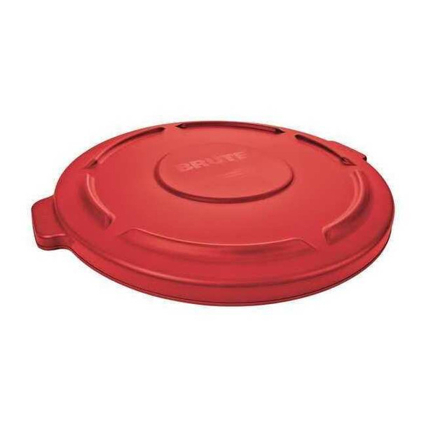 BRUTE(R) 55 gal Trash Can Lid, Flat Red, Resin, 0 Openings 26 3/4 in W/Dia