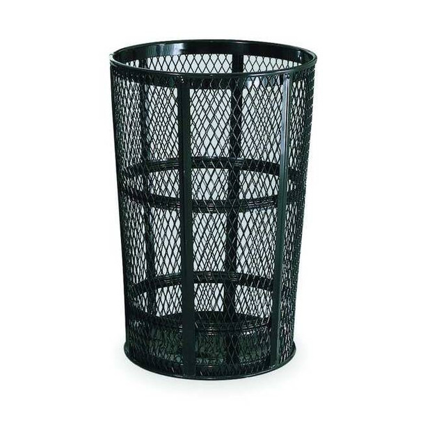 Street Basket 45 gal Round Outdoor Can, Black, None, Steel, Not Applicable
