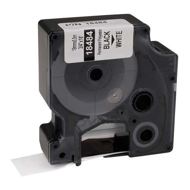 Dymo Label Tape Cartridge, Black/White, Labels/Roll: Continuous 18484