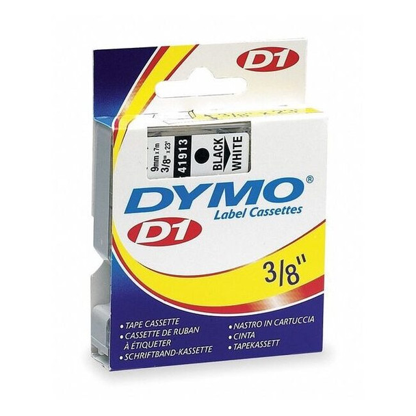 Dymo Adhesive Label Tape Cartridge 3/8" x 23 ft., Black/White 41913