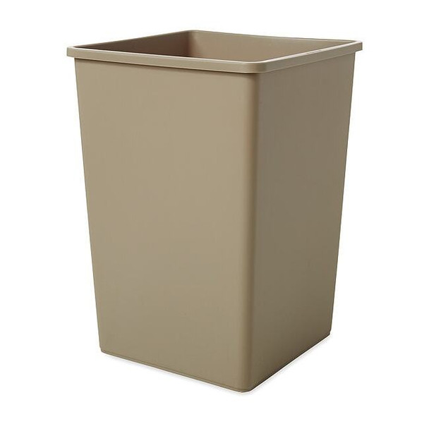 Untouchable(R) 35 gal Square Indoor Plastic Can, Beige, None, Plastic, 19 1/2 in