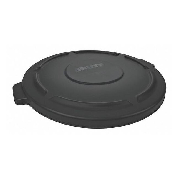BRUTE(R) 32 gal Trash Can Lid, Flat Black, Resin, 0 Openings 22 1/4 in W/Dia