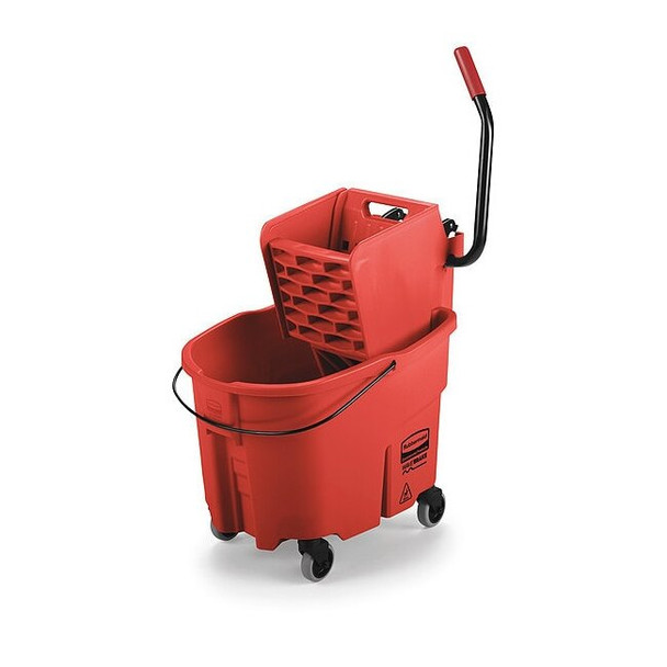8 3/4 gal WaveBrake Side Press Mop Bucket and Wringer, Red, Polypropylene