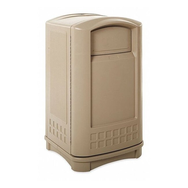Plaza 50 gal Square Outdoor Can, Beige, None, Plastic, 25 1/4 in