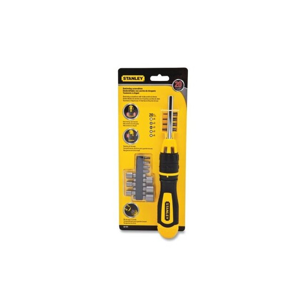 Multi-Bit Ratcheting Screwdriver Set, Magnetic, Black/Yellow, 20 Piece