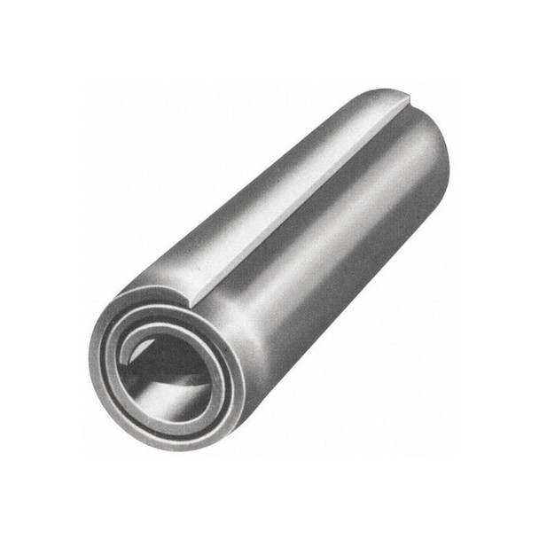 Coiled Spring Pin, 1/4 in Outside Dia, 7/8 in L, Steel, 25 PK