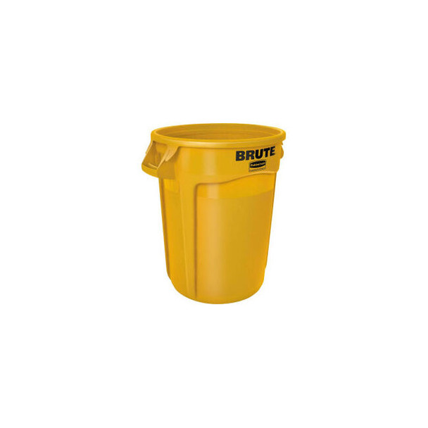 Rubbermaid Brute 2632 Trash Container w/Venting Channels 32 Gallon - Yellow