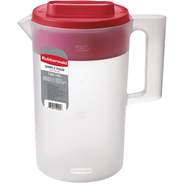 Rubbermaid 1 Gal. Simply Pour Plastic Pitcher with Multi-Function Lid 2122590