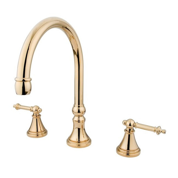 Kingston Brass Roman Tub Faucet, Polished Brass, Deck Mount KS2342TL