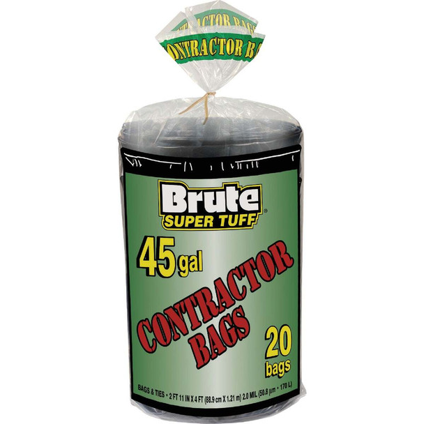 Brute Super Tuff 45 Gal. Contractor Black Trash Bag (20-Count) C043193S