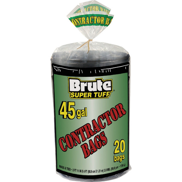 Brute Super Tuff 45 Gal. Contractor Black Trash Bag (20-Count) C043193S