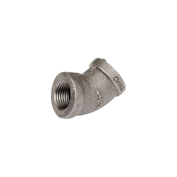 1/2 In. Black Malleable 45 Degree Elbow 150 PSI Lead Free