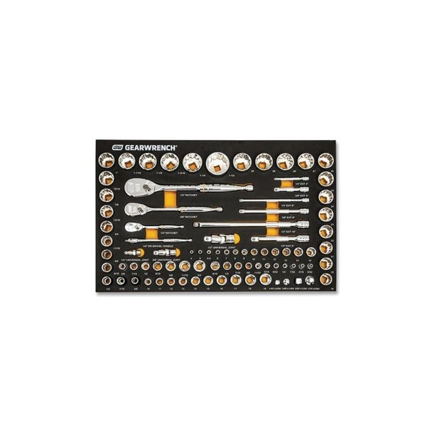 90T Modular Mechanics Tool Set w/EVA Foam Tray, Metric/SAE, 1/4 in, 3/8 in, 1/2 in 6-Point, 83-Pc