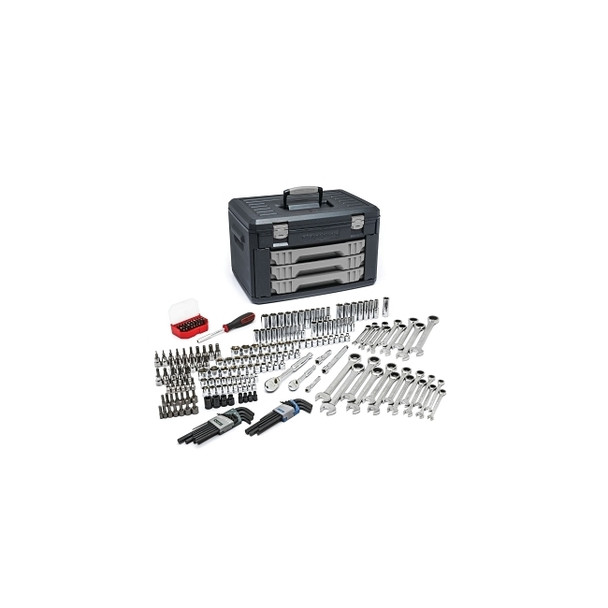 Mechanics Tool Set in 3 Drawer Storage Box, 232 Pc